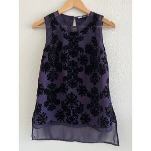 Next Burnout Jacquard Purple Tunic Top Small Sheer Whimsigoth Dark Romantic